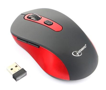 Мышь беспроводная Gembird MUSW-221-R черный красный USB + радиоканал