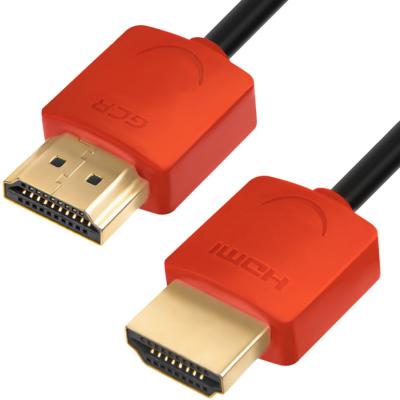 Greenconnect Кабель SLIM 1.0m HDMI 2.0, красные коннекторы Slim, OD3.8mm, HDR 4:2:2, Ultra HD, 4K 60 fps 60Hz, 3D, AUDIO, 18.0 Гбит/с, 32/32 AWG, GCR-51213
