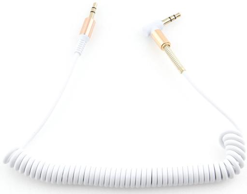 Кабель аудио Cablexpert CCAB-02-35MMLC-1.8MW 1.8 м, jack 3.5 mm M - jack 3.5 mm M, спиральный, угловой, белый