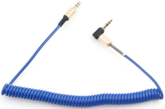 Кабель аудио Cablexpert CCAB-02-35MMLC-1.8MU 1.8 м, jack 3.5 mm M - jack 3.5 mm M, спиральный, угловой, синий