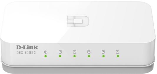 Коммутатор D-Link DES-1005C/B1A L2 Unmanaged Switch with 5 10/100Base-TX ports.2K Mac address, Auto-sensing, 802.3x Flow Control, Stand-alone, Auto MDI/MDI-X for each port, Plastic case.Manual + External Power Supply included