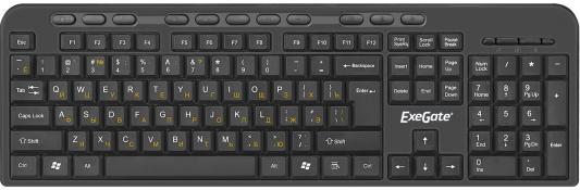 Exegate EX286177RUS Клавиатура ExeGate Multimedia Professional Standard LY-500M (USB, полноразмерная, 115кл., Enter большой, мультимедиа, длина кабеля 1,5м, черная, Color box)