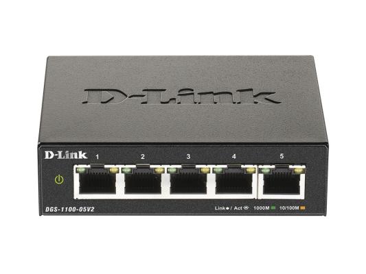 DGS-1100-05V2/A1A Настраиваемый L2 коммутатор с 5 портами 10/100/1000Base-T, RTL {20} (453281)
