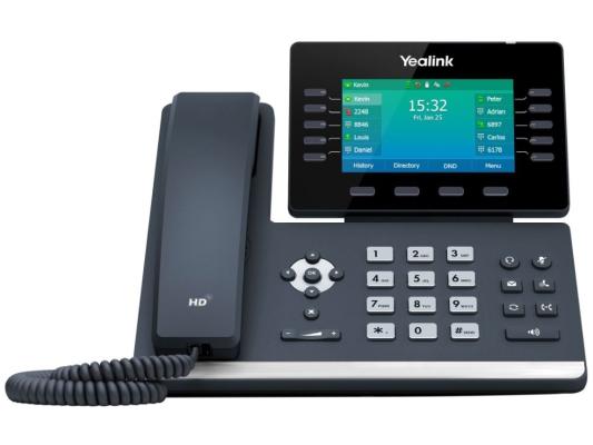 YEALINK SIP-T54W SIP-телефон, цветной экран 4.3", 16 SIP аккаунтов, Wi-Fi, Bluetooth, Opus, 10*BLF, PoE, USB, GigE, БЕЗ БП