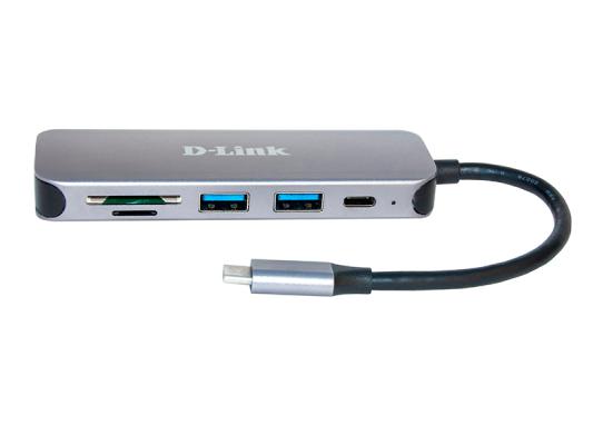 Концентратор USB Type-C D-Link DUB-2325/A1A 2 х USB 3.0 USB Type-C microSD SD серый