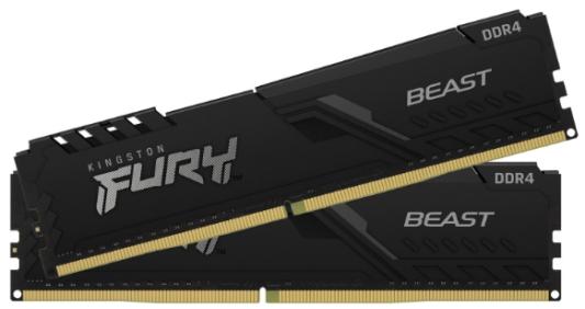 Оперативная память для компьютера 32Gb (2x16Gb) PC4-25600 3200MHz DDR4 DIMM CL16 Kingston FURY Beast Black KF432C16BB1K2/32