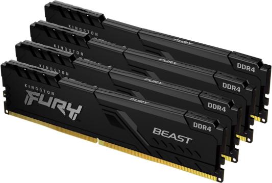 Оперативная память для компьютера 64Gb (4x16Gb) PC4-25600 3200MHz DDR4 DIMM CL16 Kingston FURY Beast Black KF432C16BB1K4/64