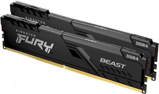Оперативная память для компьютера 8Gb (2x4Gb) PC4-25600 3200MHz DDR4 DIMM CL16 Kingston FURY Beast Black KF432C16BBK2/8