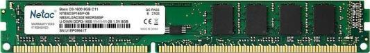 Оперативная память для компьютера 8Gb (1x8Gb) PC3-12800 1600MHz DDR3L DIMM Unbuffered CL11 Netac NTBSD3P16SP-08