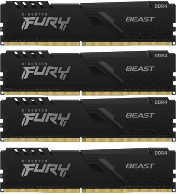 Оперативная память для компьютера 128Gb (4x32Gb) PC4-28800 3600MHz DDR4 DIMM CL18 Kingston Fury Beast Black KF436C18BBK4/128