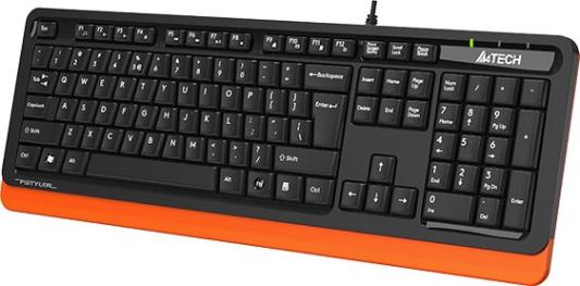 Клавиатура проводная A4TECH Fstyler FKS10 USB черный оранжевый