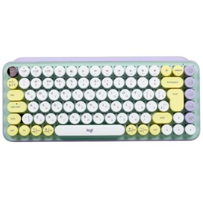 Клавиатура беспроводная Logitech POP Keys USB + Bluetooth белый фиолетовый желтый