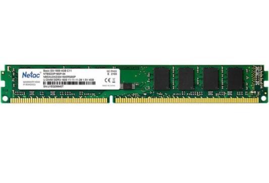 Оперативная память для компьютера 4Gb (1x4Gb) PC3-12800 1600MHz DDR3 DIMM CL11 Netac NTBSD3P16SP-04 NTBSD3P16SP-04