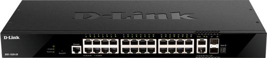 D-Link DGS-1520-28/A1A Управляемый L3 стекируемый коммутатор с 24 портами 10/100/1000Base-T, 2 портами 10GBase-T и 2 портами 10GBase-X SFP+