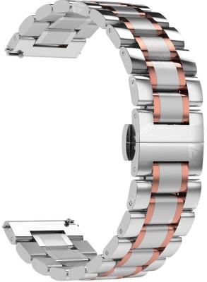 Универсальный ремешок из нержавеющей стали для часов 22 mm LYAMBDA CETUS DSG-11-22-SR Silver/Rose Gold