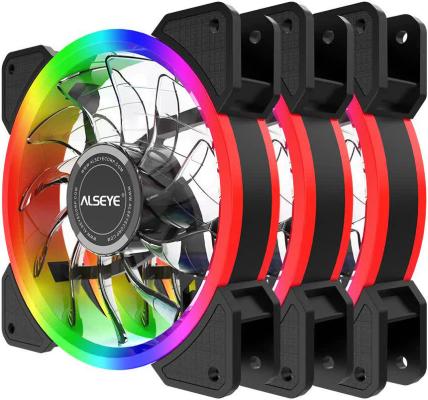 Вентилятор для корпуса ALSEYE CRLS-300DS 3pcs argb fan kit with controller,2pcs LED strips,size:120*120*25mm,Voltage:12V,Current:0.2A-0.41A,Speed:700-1800RPM±10%,Airflow: 30.4-55.3CFM,Airpressure:1.02-1.52mmh20,Noise:12.2-18.5dBa,Bearing :Hydraulic (871608) {30}