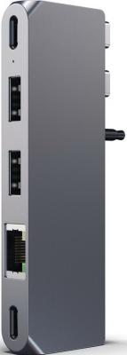 Концентратор USB Type-C Satechi ST-UCPHMIM 2 х USB 3.0 RJ-45 USB Type-C серый
