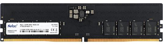 Оперативная память для компьютера 16Gb (1x16Gb) PC5-38400 4800MHz DDR5 DIMM CL40 Netac Basic NTBSD5P48SP-16