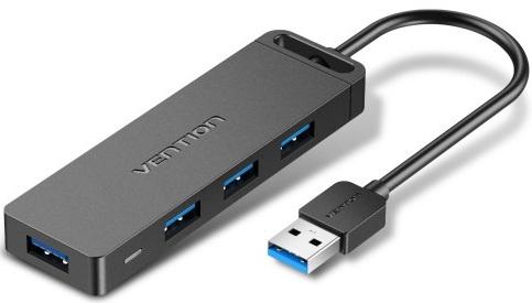 Концентратор Vention OTG USB 3.0 на 4 порта Черный - 0.15м.