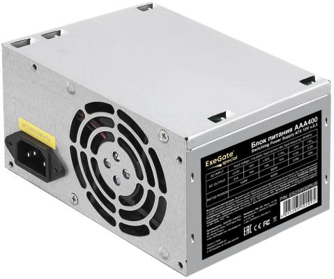 Блок питания ATX 400 Вт ExeGate AAA400 (ATX, SC, 8cm fan, 24pin, 4pin, 2xSATA, IDE, кабель 220V с защитой от выдергивания)
