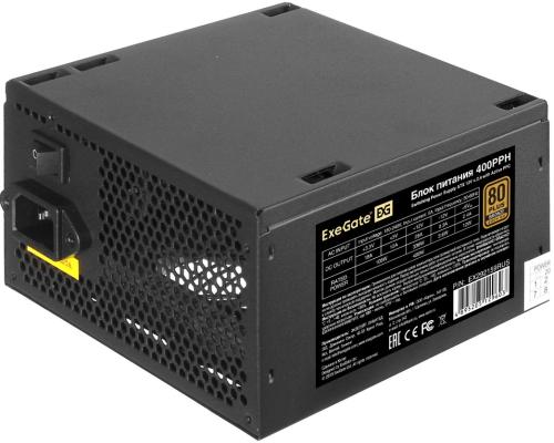 Блок питания ATX 400Вт Exegate 400PPH 80+ Bronze (20+4pin) APFC 120mm fan 3xSATA 3xIDE [EX292159RUS-OEM]
