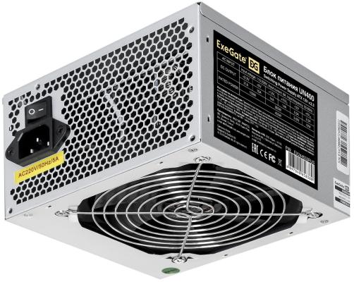 Блок питания ATX 400 Вт ExeGate UN400 (ATX, SC, 12cm fan, 24pin, 4pin, 3xSATA, 2xIDE, FDD, кабель 220V с защитой от выдергивания)