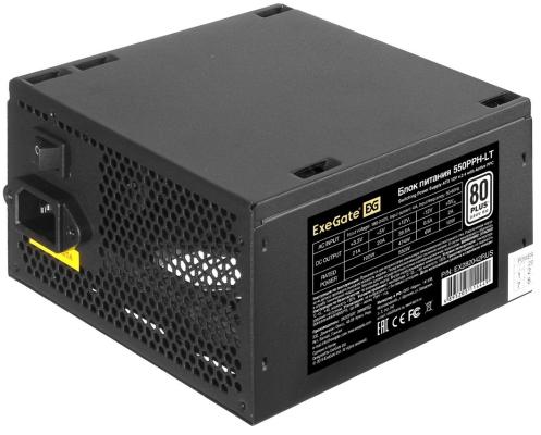Блок питания ATX 550 Вт ExeGate 80 PLUS® 550PPH-LT-S-OEM (ATX, APFC, КПД 82% (80 PLUS)SC, 12cm fan, 24pin, (4+4)pin, PCIe, 5xSATA, 3xIDE, кабель 220V с защитой от выдергивания, black, RTL)