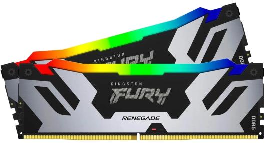 Оперативная память для компьютера 32Gb (2x16Gb) PC5-51200 6400MHz DDR5 DIMM Unbuffered CL32 Kingston FURY Renegade RGB KF564C32RSAK2-32