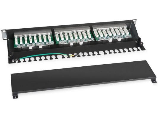 Cabeus PL-24-Cat.5e-SH-Dual IDC Патч-панель 19"(1U), 24 порта RJ-45 полностью экранированная, категория 5e, Dual IDC