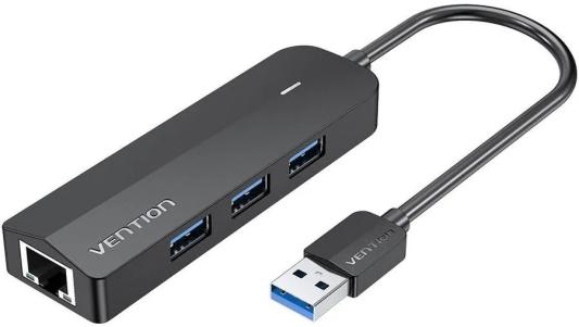 Сетевой адаптер Vention USB 3.0 M/Gigabit Ethernet RJ45 F+OTG хаб 3xUSB Черный - 0.15м CHNBB