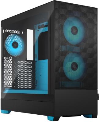 Корпус ПК без блока питания/ Case Fractal Design Pop Air RGB Cyan Core TG Clear Tint, Midi-Tower, 3x120mm RGB, 2xUSB-A 3.2 ATX, mATX, mITX Black/Cyan