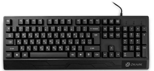 Клавиатура Oklick 115M,  USB, c подставкой для запястий, черный [1678098]