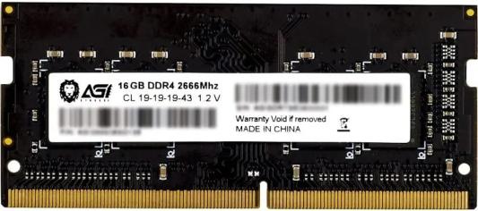 Оперативная память для ноутбука 16Gb (1x16Gb) PC4-21300 2666MHz DDR4 SO-DIMM CL19 AGI AGI266616SD138 AGI266616SD138