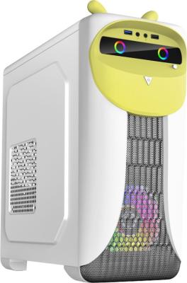 GameMax Корпус Cute OWL W-Y без БП (Midi Tower, ATX, Бело-желтый, 1*USB3.0 + 2*USB2.0, 2*120мм)