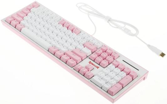 Клавиатура проводная Defender Hades Pink USB белый розовый 70821