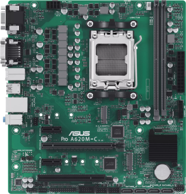 ASUS PRO A620M-C-CSM, Socket AM5, A620, 2*DDR5,  DP+DVI-D+VGA+HDMI, 4xSATA3, Audio, Gb LAN, USB 3.2, USB 2.0, COM port, mATX; 90MB1F80-M0EAYC