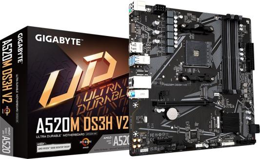 Материнская плата GigaByte A520M DS3H V2 Socket AM4 AMD A520 4xDDR4 1xPCI-E 16x 2xPCI 1xPCI-E 1x 4xSATA III mATX A520M DS3H V2