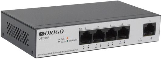 Коммутатор Origo OS2205P/60W OS2205P/60W/A1A (L2) 5x1Гбит/с 4PoE 60W неуправляемый