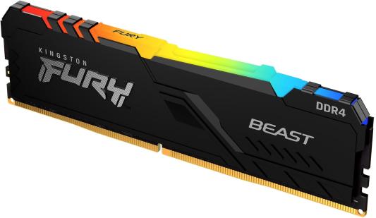 Оперативная память для компьютера 64Gb (2x32Gb) PC4-25600 3200MHz DDR4 DIMM CL16 Kingston Fury Beast RGB KF432C16BB2AK2/64