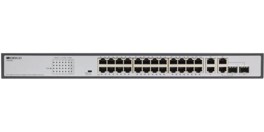Коммутатор Origo OS2228P/370W OS2228P/370W/A1A (L2) 28x1Гбит/с 2xКомбо(1000BASE-T/SFP) 2SFP 24PoE+ 370W неуправляемый