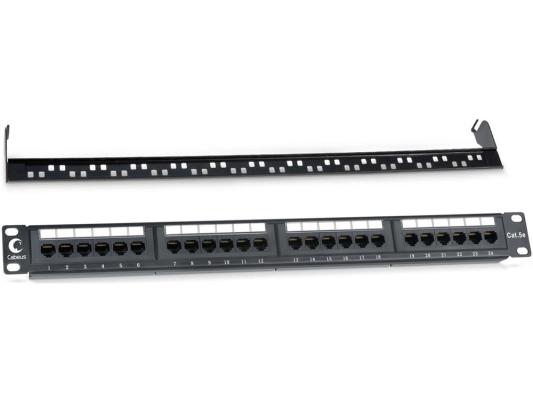 Cabeus PL-24-Cat.5e-Dual IDC Патч-панель 19" (1U), 24 порта RJ-45, категория 5e, Dual IDC, с задним кабельным организатором