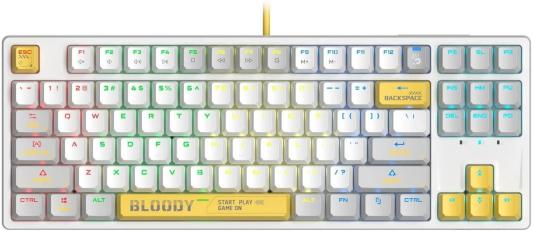 Клавиатура A4TECH Bloody S87  Energy,  USB, белый желтый [s87 usb  energy white]