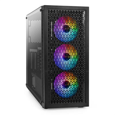 Корпус Miditower ExeGate EVO-5001A-EVO800 (ATX, БП EVO800RGB с вент. 12 см, 2*USB+1*USB3.0+HD Audio, черный, 3 вент.12см с RGB подсветкой, боковая панель - закаленное стекло)