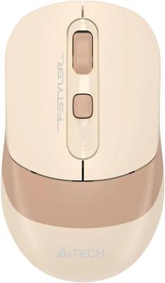 Мышь A4Tech Fstyler FG10CS Air бежевый/коричневый оптическая (2000dpi) silent беспроводная USB для ноутбука (4but)
