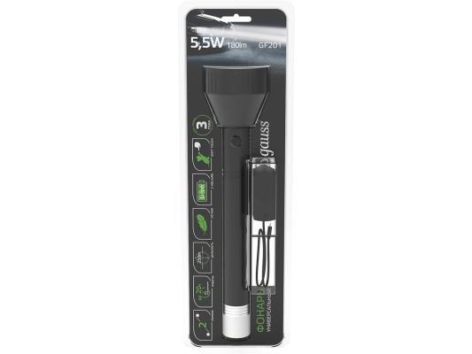 Фонарь ручной Gauss GFL201 черный 5.5Вт лам.:светодиод. (GF201)