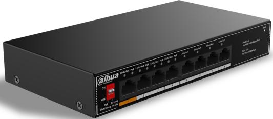 DAHUA DH-SG1008LP 8-портовый гигабитный неуправляемый коммутатор c PoE, 4xRJ45 1Gb PoE, 4xRJ45 1Gb, суммарно 60Вт, коммутация 20 Гбит/с, MAC-таблица 8K, металл