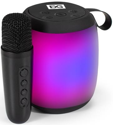 Караоке-система ExeGate Bro 310 (BT-колонка с беспроводным микрофоном и RGB подсветкой, 10Вт, 80-15000Гц, Bluetooth, Li-Ion, 1200mAh, FM 87.5MHz-108MHz, с поддержкой USB и TF/microSD карт, 3,5mm audio jack, зарядка USB Type-C, Color Box)