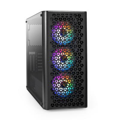 Корпус Miditower ExeGate EVO-9202-EVO800 (ATX, БП EVO800RGB с вент. 12 см, с окном, 1*USB+1*USB3.0, аудио, черный, 3 вент. 12см с RGB подсветкой)