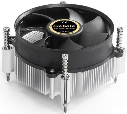 Кулер ExeGate ETA-20.PWM.V1700 (Al, LGA1700/1150/1151/1155/1156/1200/1366, TDP 90W, Fan 95mm, PWM 900-2400RPM, Hydro bearing, 4pin, 11-24db, 345г, с термопастой, на винтах, Color Box)