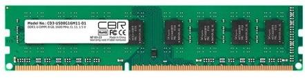 Оперативная память для компьютера 8Gb (1x8Gb) PC3-12800 1600MHz DDR3 DIMM CL11 CBR CD3-US08G16M11-01 CD3-US08G16M11-01